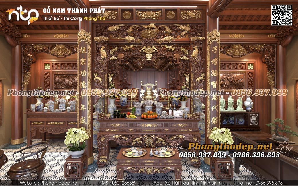 Nội thất nhà gỗ 3 gian Bắc Bộ tại Hải Dương
